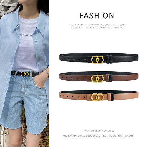 Pure leather two-sided with belt for women, genuine leather matches skirt, western pants decoration, belt, fashionable and versatile, pants belt, office casual style