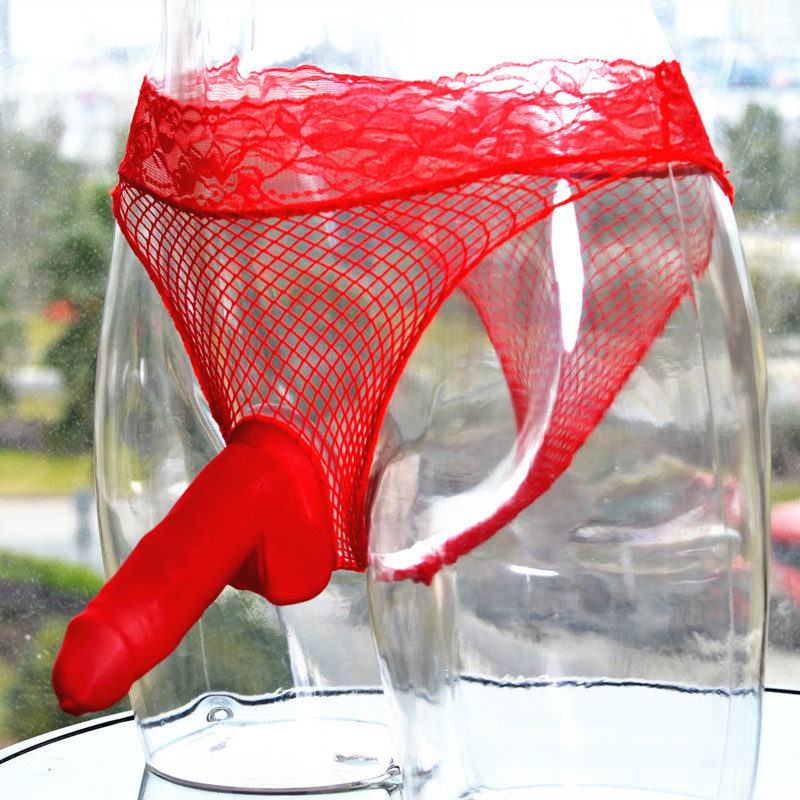 Couple's Underwear Men's Sexy Jj Set Ice Silk Triangle Mesh Pants Hollow-out Temptation Silky Sexy Free Lace Underwear