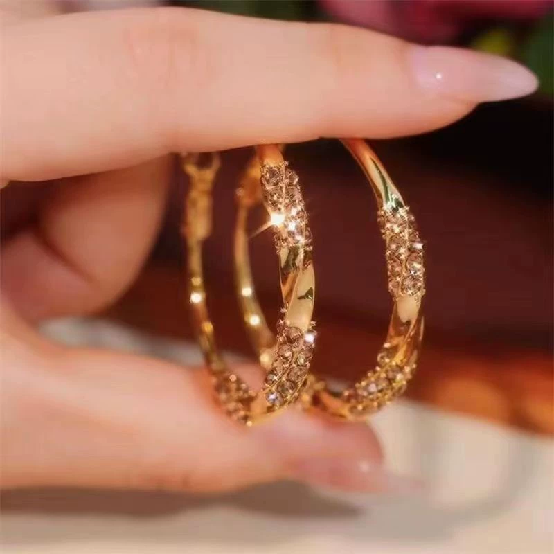 Earrings, European style, crystal‑encrusted diamond‑look, lightweight, multiple designs