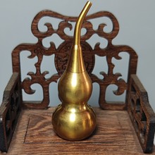 批发福禄可刻字创意摆件黄铜空心歪嘴七葫芦手工挂件工艺品上开下