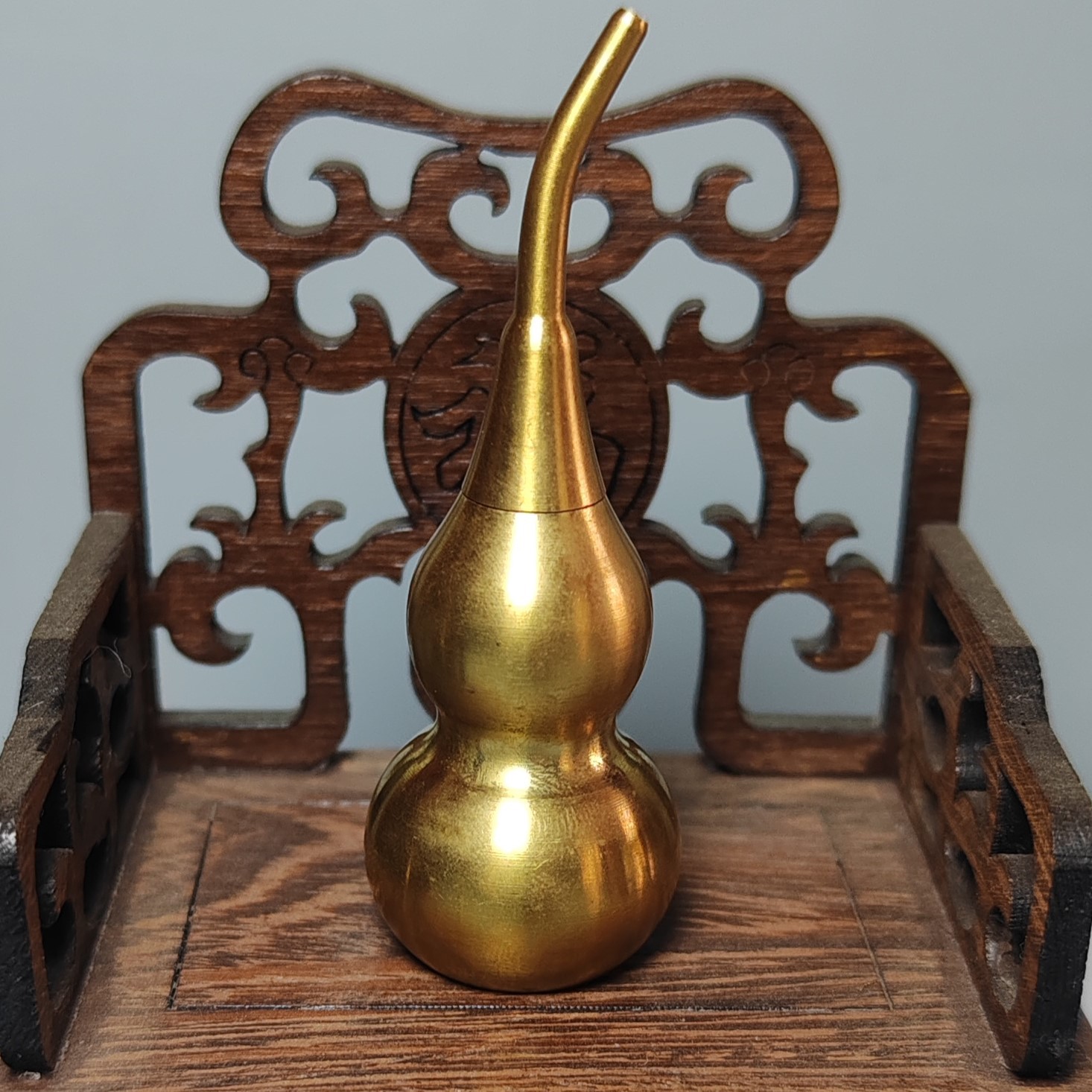 批发福禄可刻字创意摆件黄铜空心歪嘴七葫芦手工挂件工艺品上开下