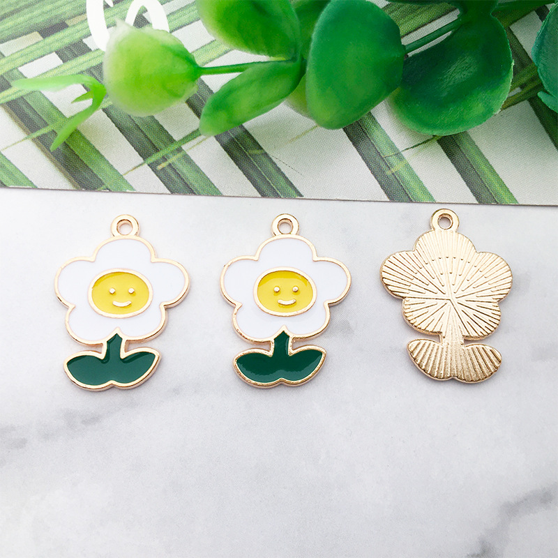 1 gota de aceite flor girasol DIY joyería accesorios aleación color flor collar pendientes colgante estilo coreano