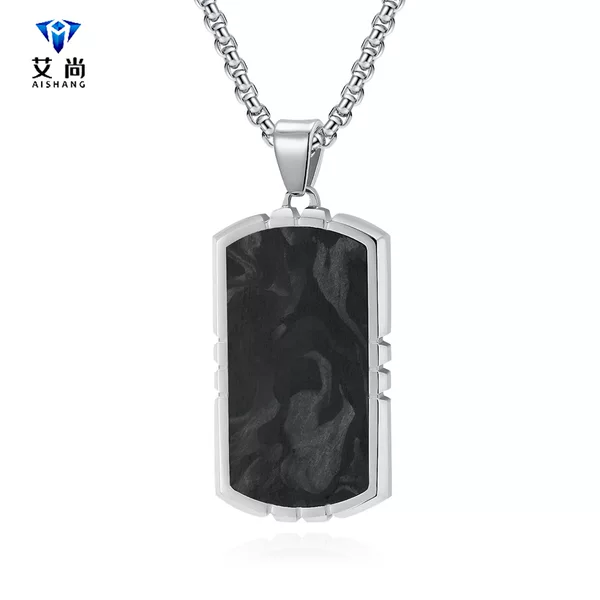 Source Explosions Minute Style Camouflage Pattern Carbon Fiber Pendant Military Brand Combination Fashion Hip Hop Titanium Steel Necklace