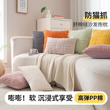 跨境纯色舒棉绒沙发抱枕现代简约客厅靠枕样板房装饰床头靠垫批发