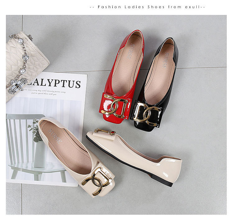Women's Flat Shoes For Women Square Toe Low Heel Casual Work Shoes_voghion.com