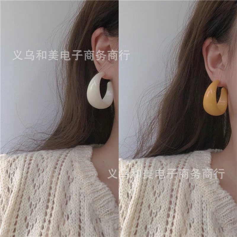 Yellow white earrings
