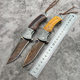 Outdoor folding knife coreless Damascus steel baking blue camping survival portable knife tactical integrated fruit knife