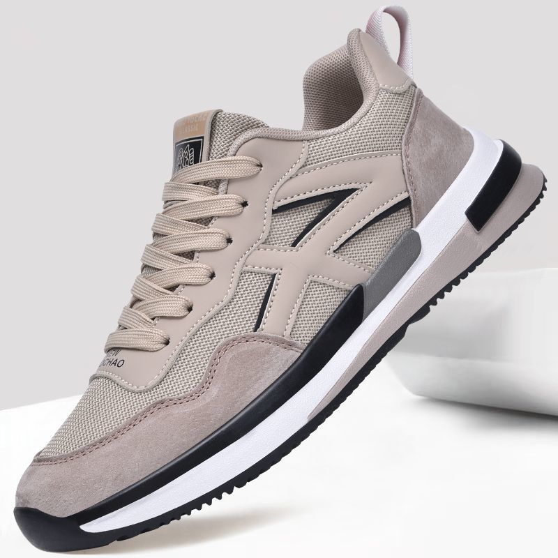 男鞋2023新款秋季透氣網面薄款休閒運動鞋青少年百搭厚底老爹潮鞋