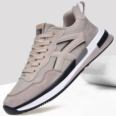 男鞋2023新款秋季透氣網面薄款休閒運動鞋青少年百搭厚底老爹潮鞋