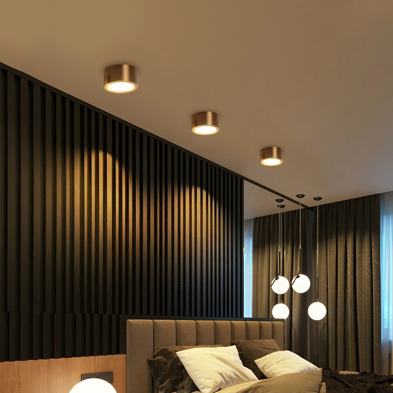 Post-moderno Luz de lujo sala de estar dormitorio downlight tienda de ropa ventana pasillo de alta gama lujo oro abierto-montado proyector