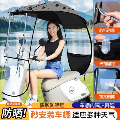 Side-Mounted Electric Vehicle Canopy, Motorcycle Elektromobil üçün ön şüşə çətiri (günlük) - gray-cat-no-flanks-high-definition-front-universal-awning