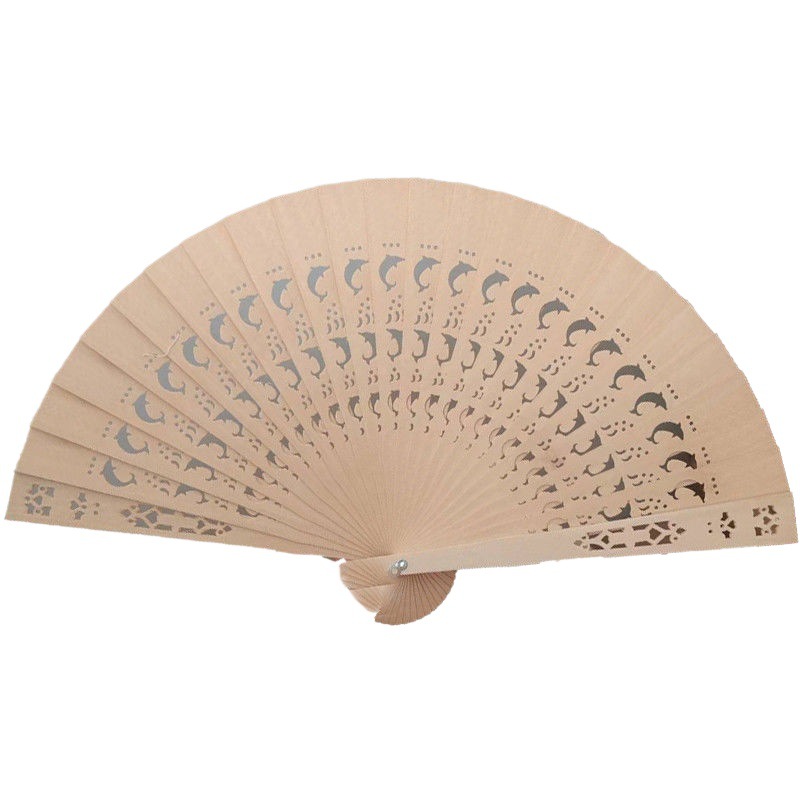 [Ventilador de madera de alcanfor natural] Ventilador de madera a prueba de insectos alcanfor Wenwan Fragrant Wood hueco con fragancia portátil llena de abanico plegable gato