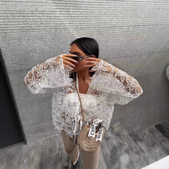 2025春夏跨境時尚優雅重工蕾絲花朵鏤空繡花抹胸疊穿外套LX0132