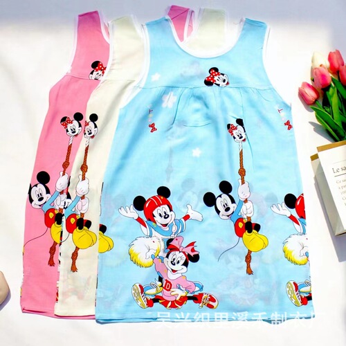 Children princess dress princess summer cotton gauze skirt cotton slip dress with backless top and sleepwear