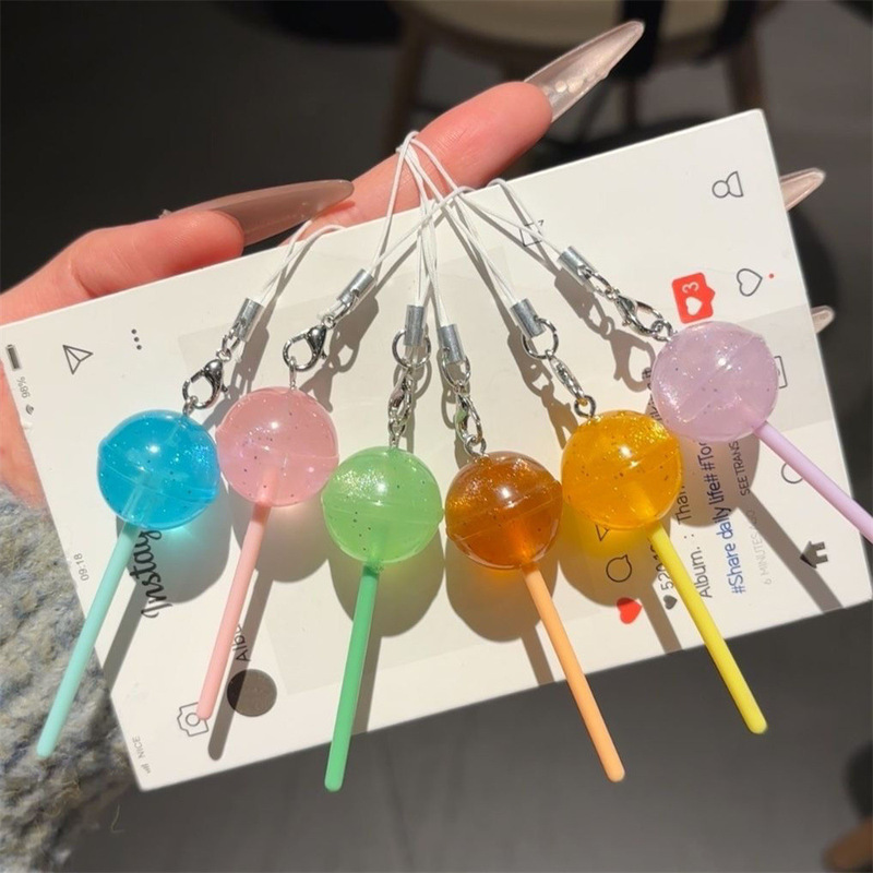 Children's Fun Simulation Lollipop Mobile Phone Rope Contrast Color Dopamine Keychain Creative Goo Ben Chain Ins Wind Backpack Pendant