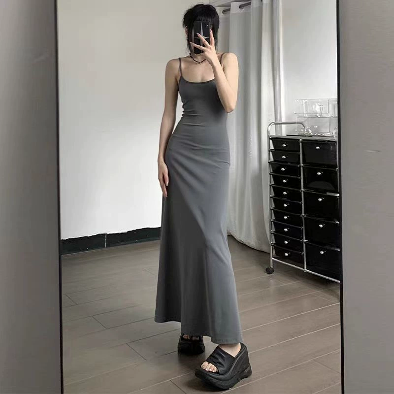 Сексуальное приталенное облегающее платье-футляр в стиле чистого желания, женское весенне-летнее новое облегающее платье средней длины с подтяжками на талии
