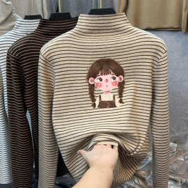 T2012#德绒儿童打底衫秋冬季半高领女童T恤加绒加厚男童宝宝保暖T