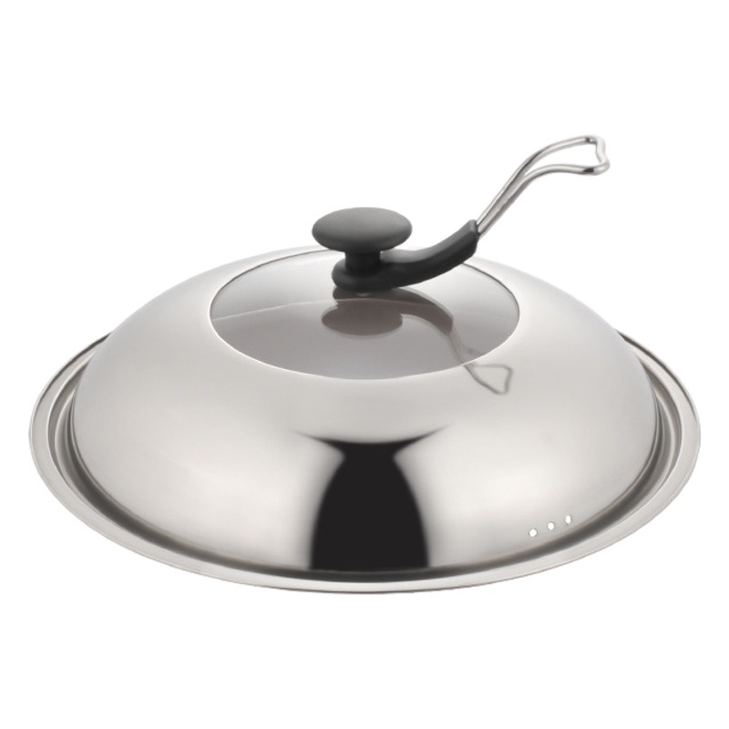 Tapa de olla de acero inoxidable al por mayor visual tapa de vidrio templado soporte doméstico tapa de wok suministro directo de fábrica cubierta de trípode grande