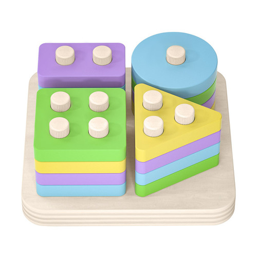 1-2 year old baby Montessori early education geometric shape set column building blocks 3 educational children's assembly matching cognitive toys