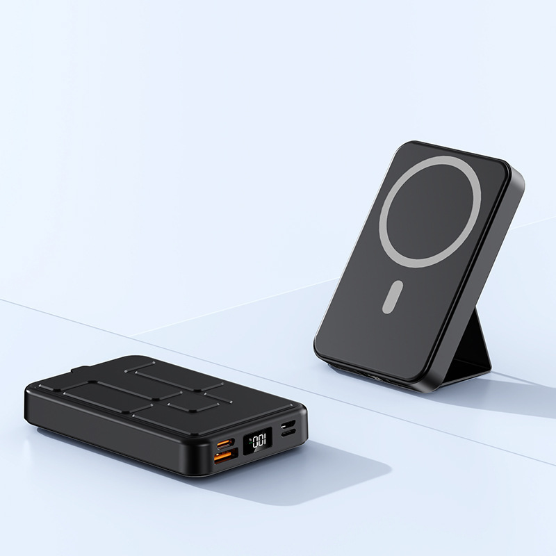 TFTスクリーン、MagSafe対応、15W磁気ワイヤレス充電パワーバンクスタンド、10000mAh、ケーブル内蔵、ギフト|undefined