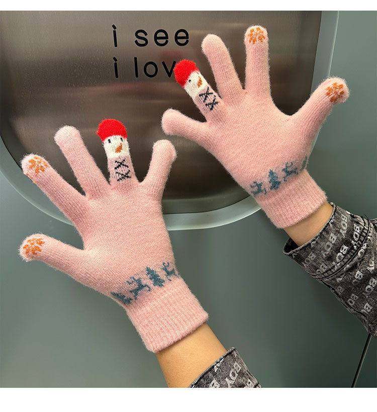 Outdoor Occasion Christmas Festival Snowman Pattern Women'S Fashion Snowman Gloves
