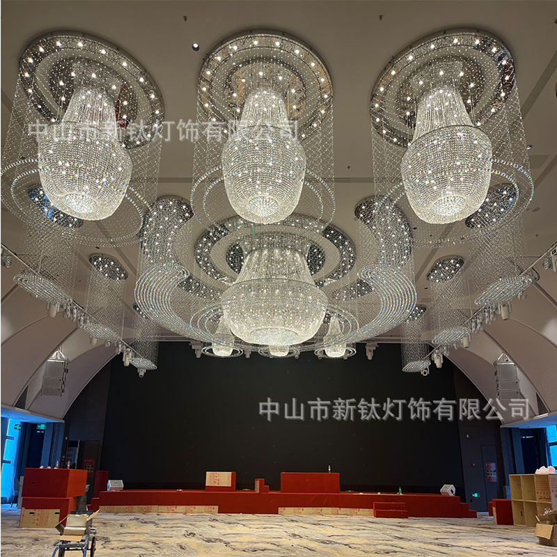 酒店大堂宴会厅会所婚礼堂非标工程灯轻奢创意新款吸顶水晶装饰灯