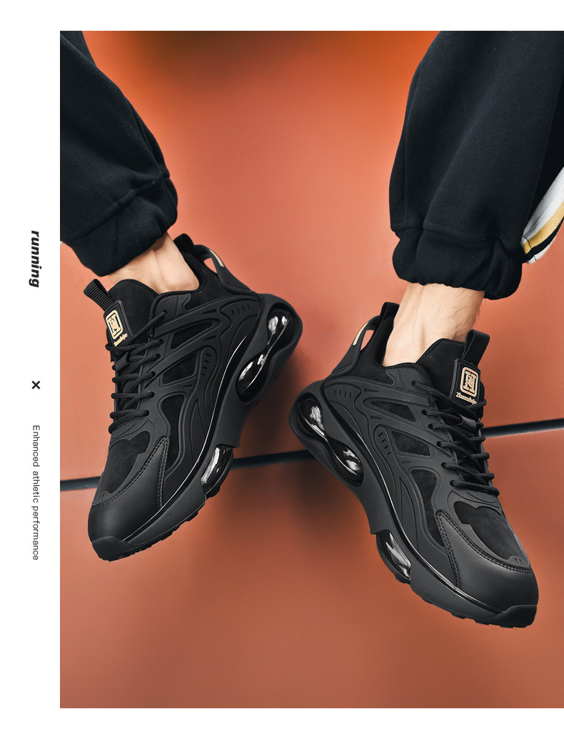 New student sports Dad shoes Basketball men's running shoes Black air cushion sneakers_voghion.com
