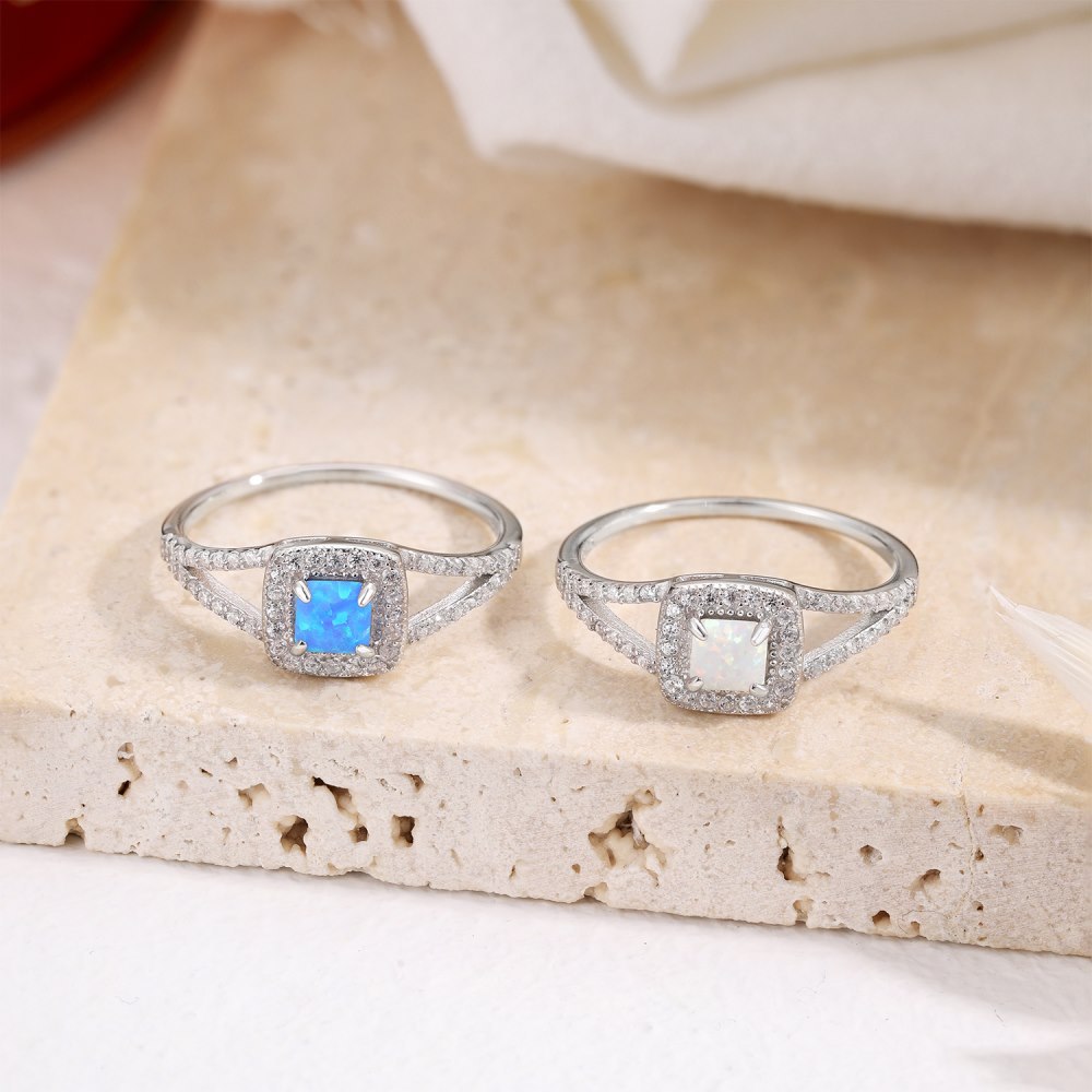 Fashion Geometric Sterling Silver Inlay Zircon Rings 1 Piece