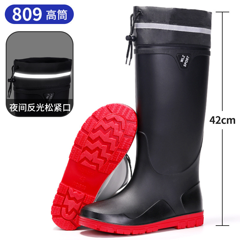 Reflector nocturno de la escuela secundaria baja botas de lluvia para hombres viajes seguros de pesca sitio de construcción de montaña anti-deslizante zapatos de agua zapatos de goma