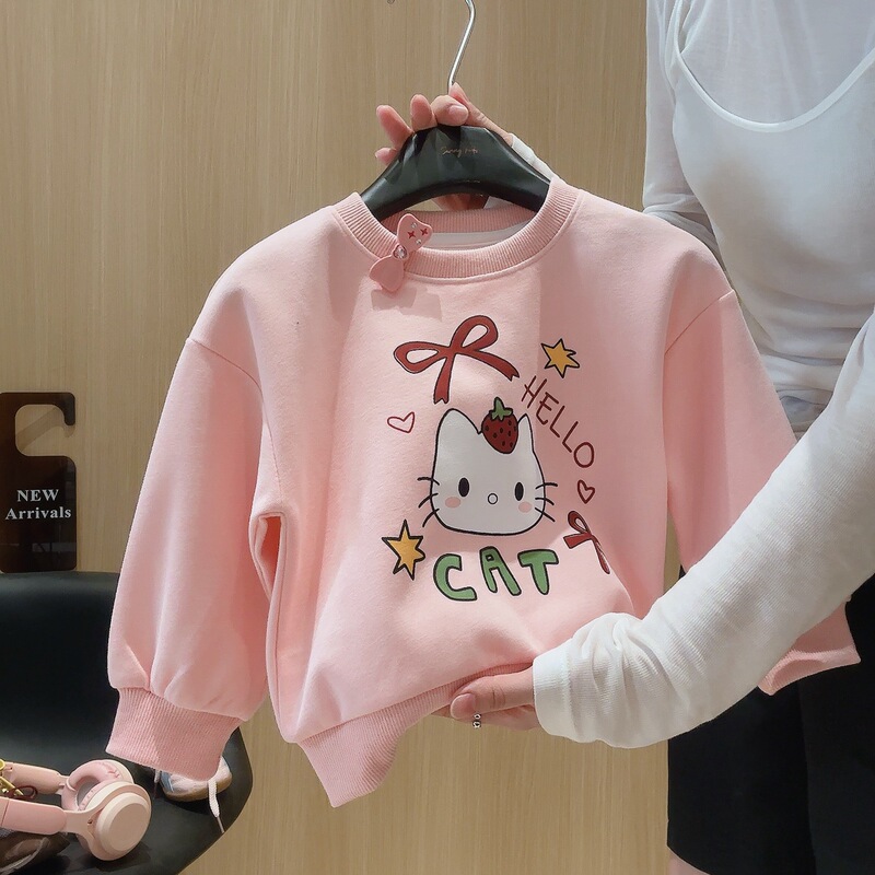 女童卫衣套装可爱卡通印花秋季新款儿童洋气秋装宝宝屁帘裤两件套|undefined