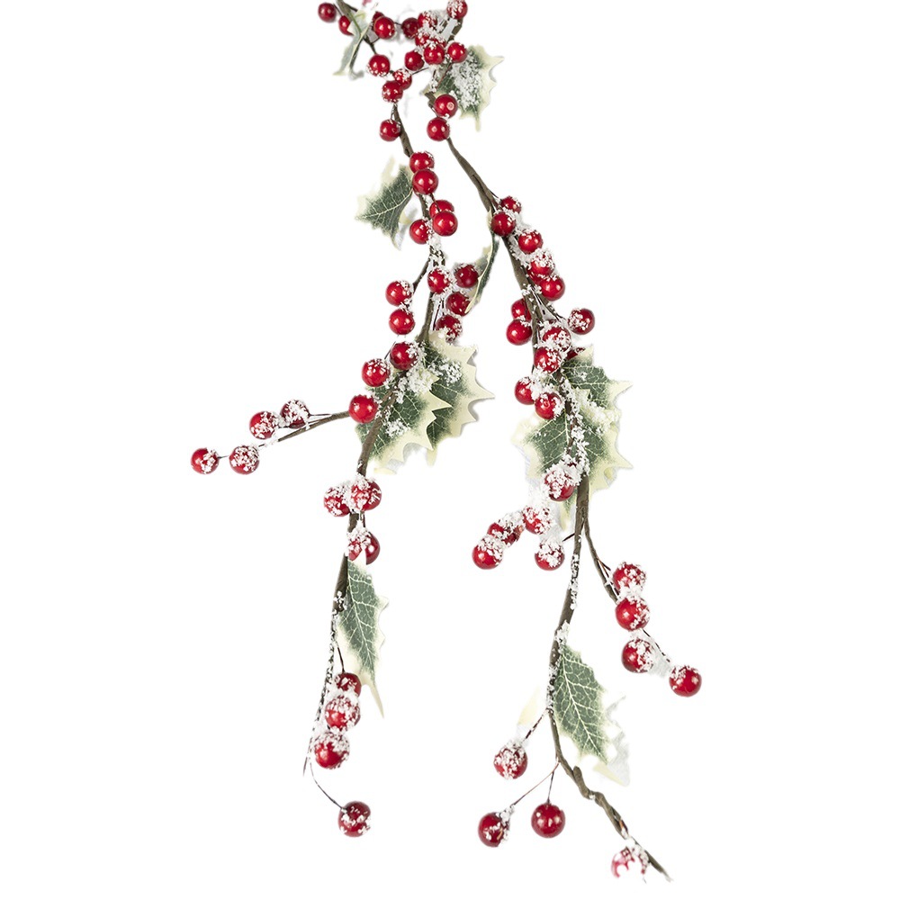 Enredadera artificial de bayas navideñas, popular en Instagram y Amazon, con bayas rojas escarchadas, bayas artificiales.
