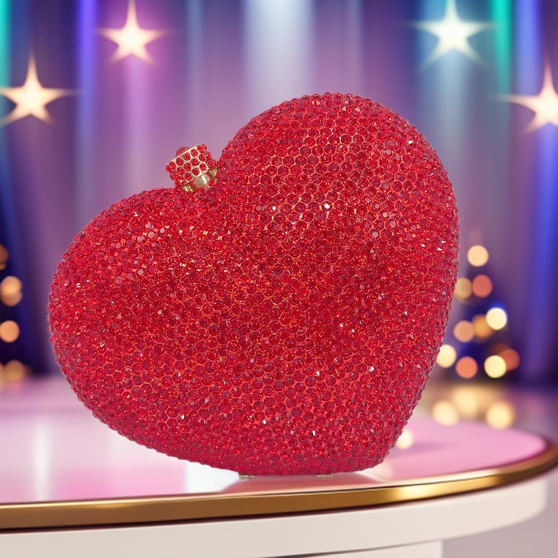 Bolsa de cristal de amor transfronterizo diamante de mano bolsas de mujer de diamantes de lujo lentamente taladro de fiesta vestido de noche bolsas cheongsam