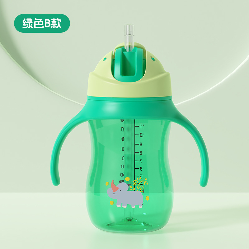 Taza de agua con tapa deslizante en caja inglesa con mango 330ml taza de paja de agua potable a prueba de goteo