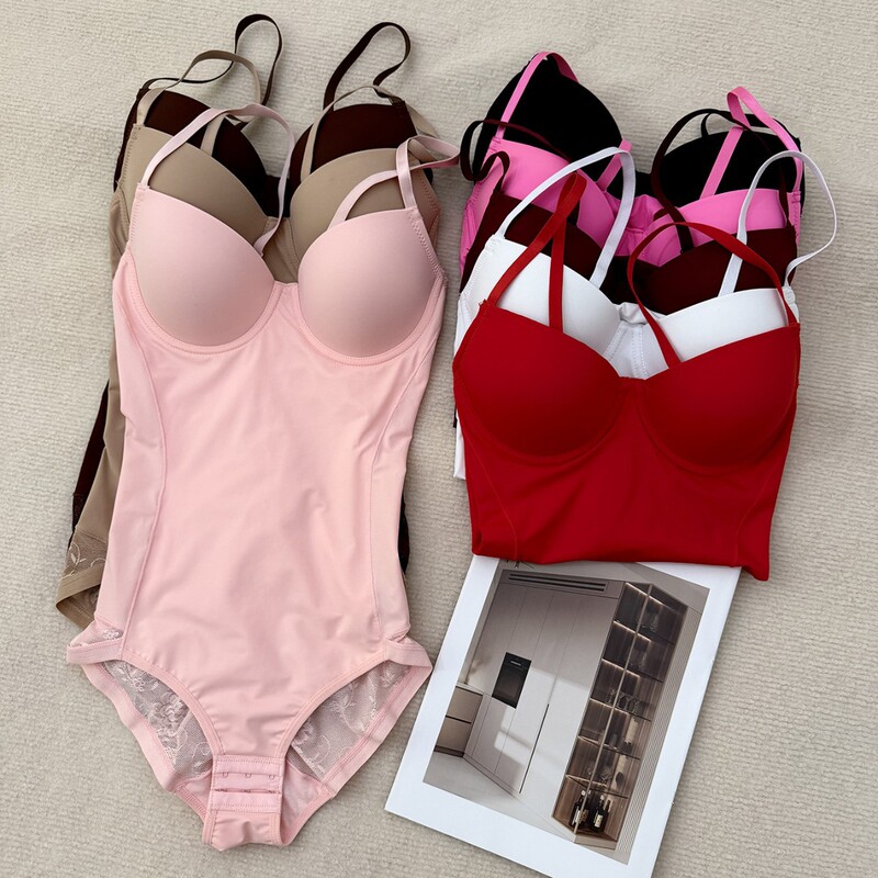 Cross-Border Women's Shapewear Tummy Control Bodysuit Postpartum Waist Trainer Shapewear Vest Bra Chest Support Camisole Base Layer Underwear