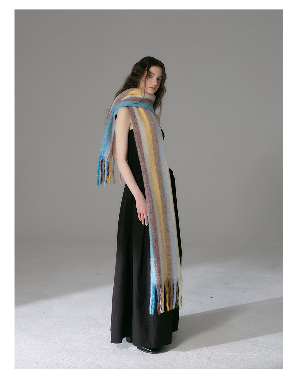 Regenbogen-schal Mit Streifen Aus Kunstkaschmir Für Damen_voghion.com