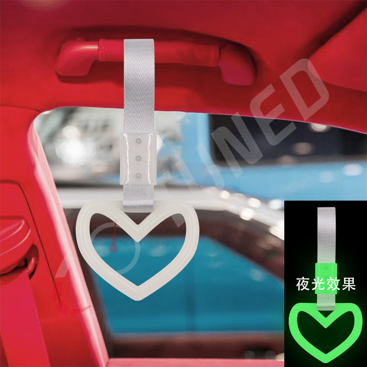 JDM gran decoración de coches en forma de corazón cinturón de plata anillo colgante parachoques trasero anillo de advertencia amor en forma de corazón coche redondo mano tirón
