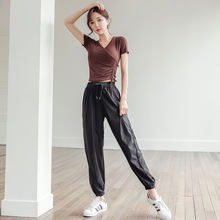 运动套装女夏季上衣时尚高端莫代尔短袖宽松大码健身房跑步瑜伽服