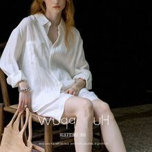 法式慵懒麻感廓形时尚套装2026春夏款衬衫休闲短裤两件套