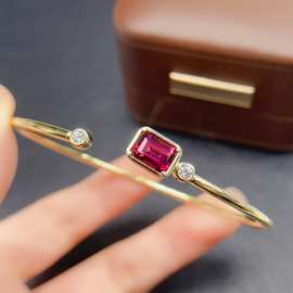 跨境天然镁铝石榴石手镯女配饰小众高级感925银饰5*7时尚工厂直销