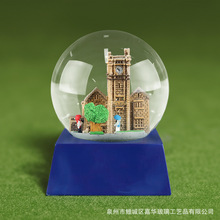创意树脂水球城市房屋建筑风景雪花音乐水晶球来图定制旅游纪念品