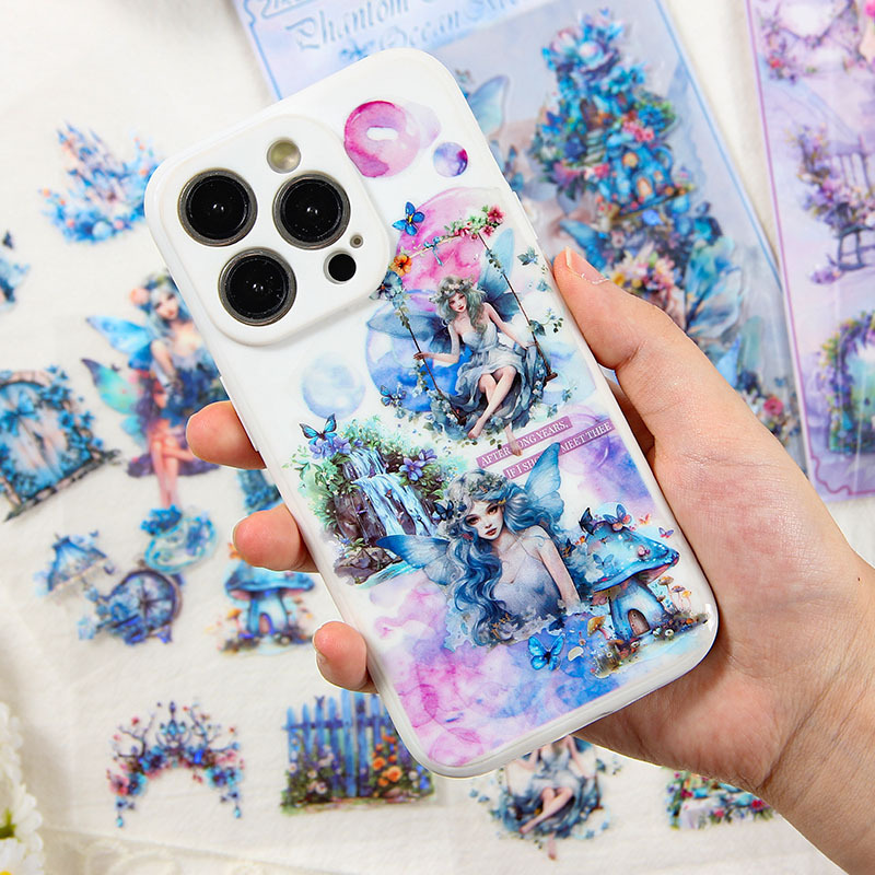 Sweet Dream Elf transparente pegatinas impermeables para mascotas diy diario pegatinas láser aceite especial pegatinas elf del corazón de la niña