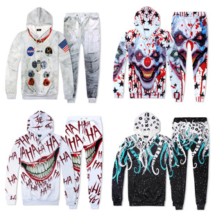 New Cross-border 3D Print Christmas Funny Hoodie Hoodie HAHA Astronaut Men's Women's Hoodie Couple Clothes