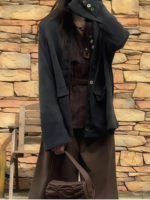 老钱风设计感单排扣外套女2025秋季新款大码胖MM气质时髦显瘦上衣|undefined