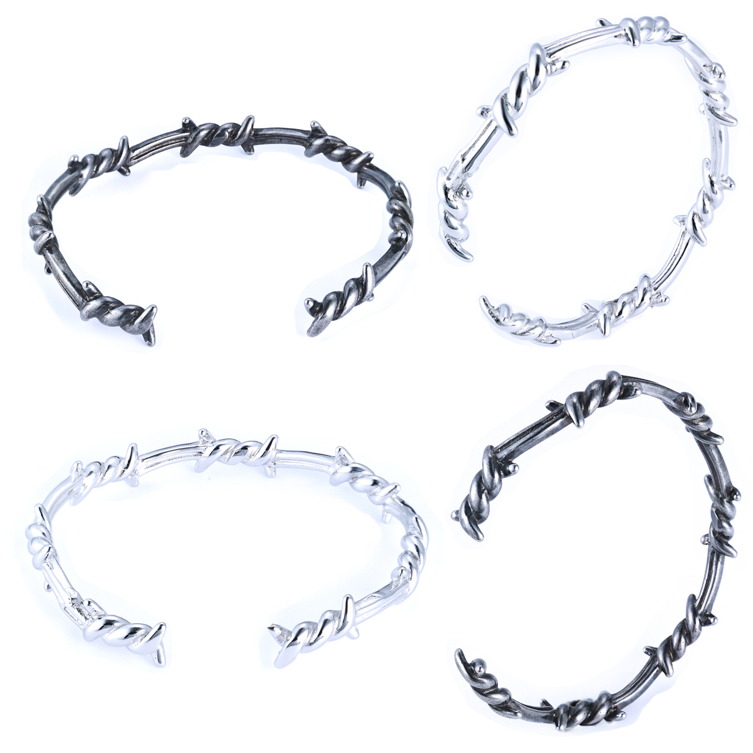 Directamente de la fábrica, joyería de espinas moderna y única, brazalete sencillo de acero inoxidable, brazalete abierto que no se decolora.