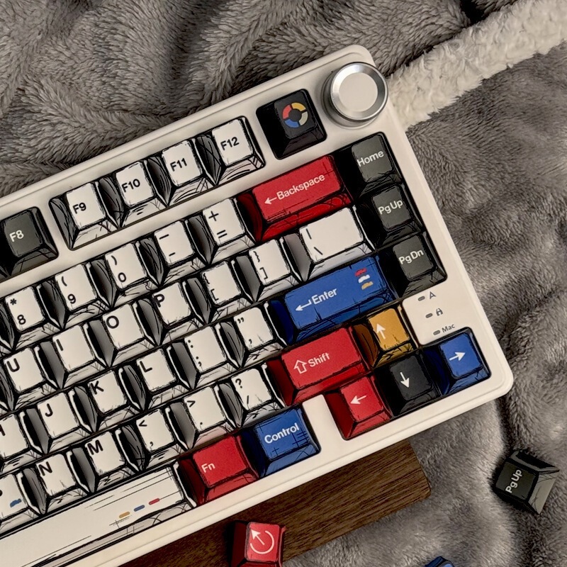 Comic-Style Mixed Light Keycaps, Original Height, 136-Key Full Set, Classic Minimalist Style Mechanical Keyboard Keycaps Comic-Style Mixed Light Keycaps, Original Height, 136-Key Full Set, Classic Minimalist Style Mechanical Keyboard Keycaps
