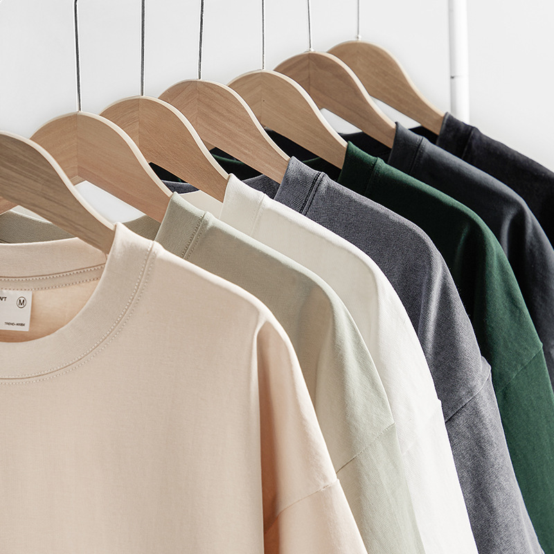 300g Heavy Thickened Xinjiang Cotton Short-sleeved T-shirt Men's Summer Shoulder Fashion Brand Solid Color T-shirt Backing Shirt Clothes 300g Heavy Thickened Xinjiang Cotton Short-sleeved T-shirt Men's Summer Shoulder Fashion Brand Solid Color T-shirt Backing Shirt Clothes