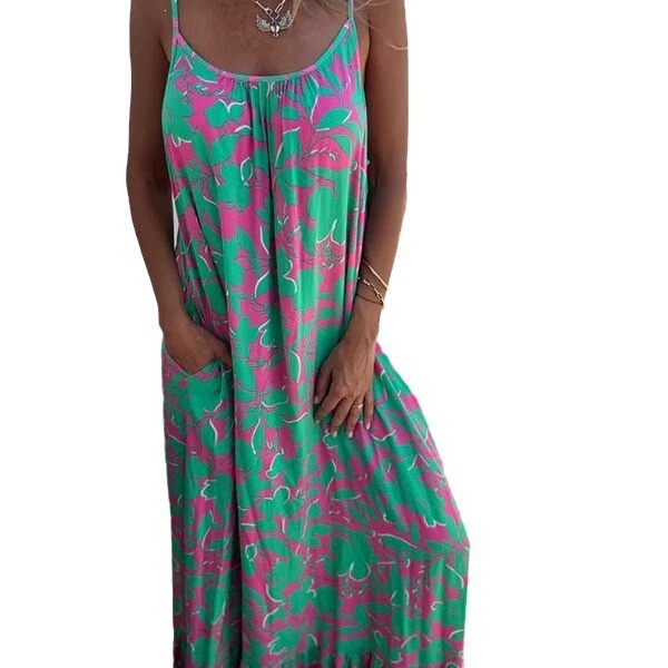 Women's Summer Plus Size Hawaiian Dress Tie-Dye Spaghetti Strap Maxi Dress Beach Bohemian Dress Women's Summer Plus Size Hawaiian Dress Tie-Dye Spaghetti Strap Maxi Dress Beach Bohemian Dress