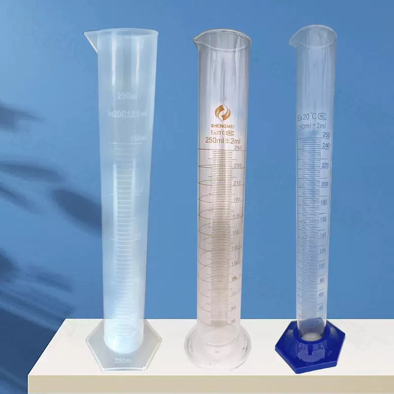 高温精准实验室测量塑料量筒现货刻度清晰100ml250ml化工仪器批发