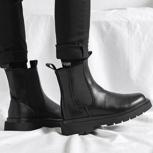 Autumn/Winter Men's Martin Boots Korean Version Chelsea Men's Boots British Style Fleece High Top Men's Shoes 6032-L