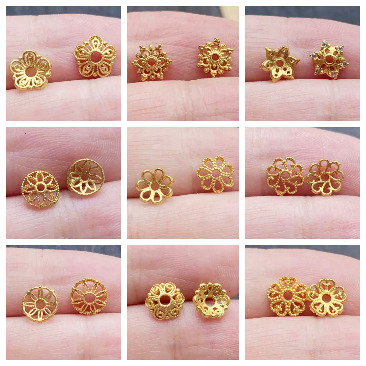 沙金饰品批发花托配饰花帽隔片 diy手链项链串珠花片材料配件